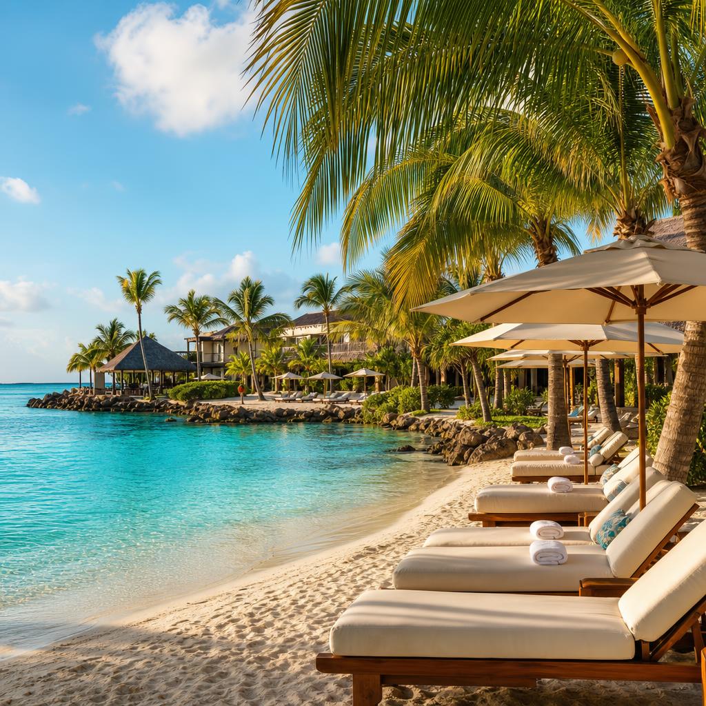 Caribbean all-inclusive resort beside turquoise water