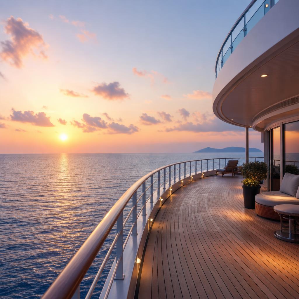 Ocean cruise ship sailing through clear blue water